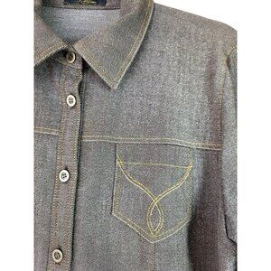 Leilian 90s Y2K Japanese Western Shirt Women Sz M/L Brown Stretch Wool Blnd Knit